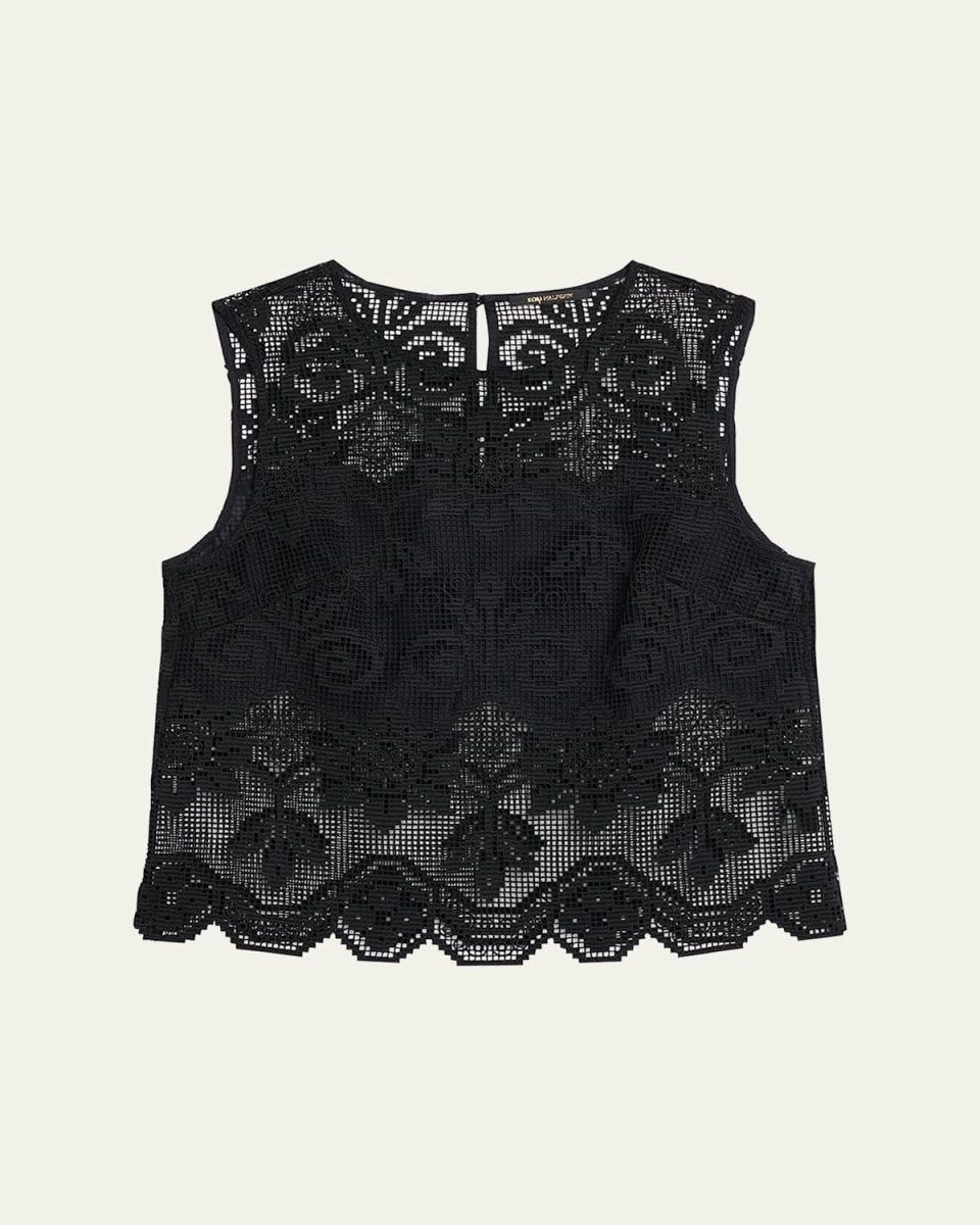 Shelly Scalloped Pixel Floral Lace Blous